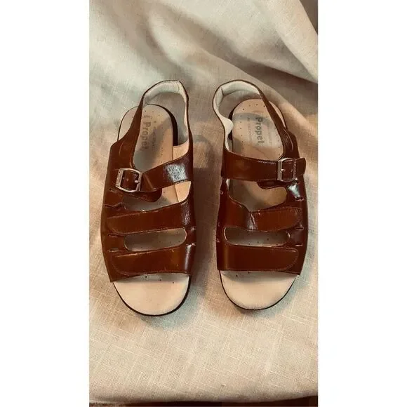 Propet Brown Leather Breeze Strappy Sandals SZ 8.5 W0001 - Picture 2 of 10